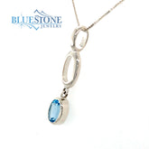 Sterling Silver Pendant w/ Blue Topaz- 18" Chain